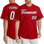 Personalized Red Black Pinstripe White-Black Authentic Baseball Jersey
