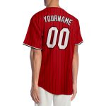 Personalized Red Black Pinstripe White-Black Authentic Baseball Jersey