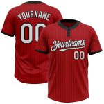 Personalized Red Black Pinstripe White Two-Button Unisex Softball Jersey Team Custom Name and Number