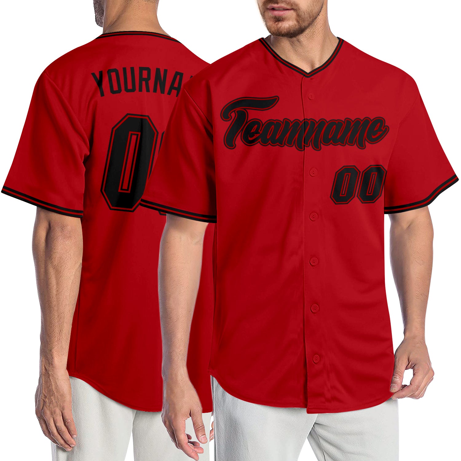 Personalized Red Black-Red Authentic Baseball Jersey Team Custom Name and Number