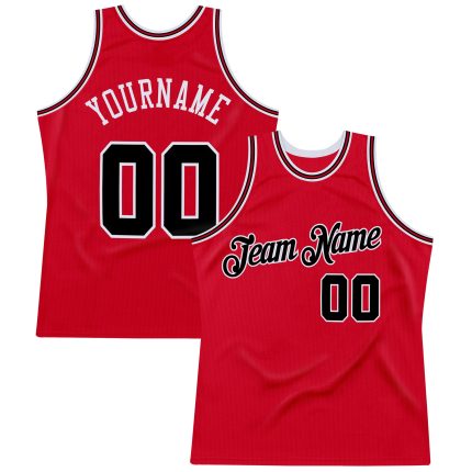 Personalized Red Black-Red Authentic Throwback Basketball Jersey Team Custom Name and Number