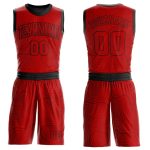 Personalized Red Black Round Neck Sublimation Basketball Suit Jersey Team Custom Name and Number