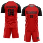 Personalized Red Black Sublimation Soccer Uniform Jersey Team Custom Name and Number