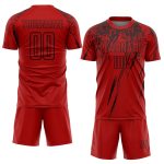 Personalized Red Black Sublimation Soccer Uniform Jersey
