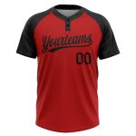 Personalized Red Black Two-Button Unisex Softball Jersey Team Custom Name and Number