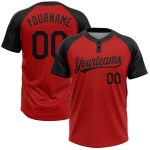Personalized Red Black Two-Button Unisex Softball Jersey Team Custom Name and Number