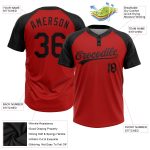 Personalized Red Black Two-Button Unisex Softball Jersey Team Custom Name and Number