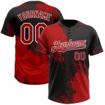 Personalized Red Black-White 3D Pattern Abstract Brush Stroke Two-Button Unisex Softball Jersey Team Custom Name and Number