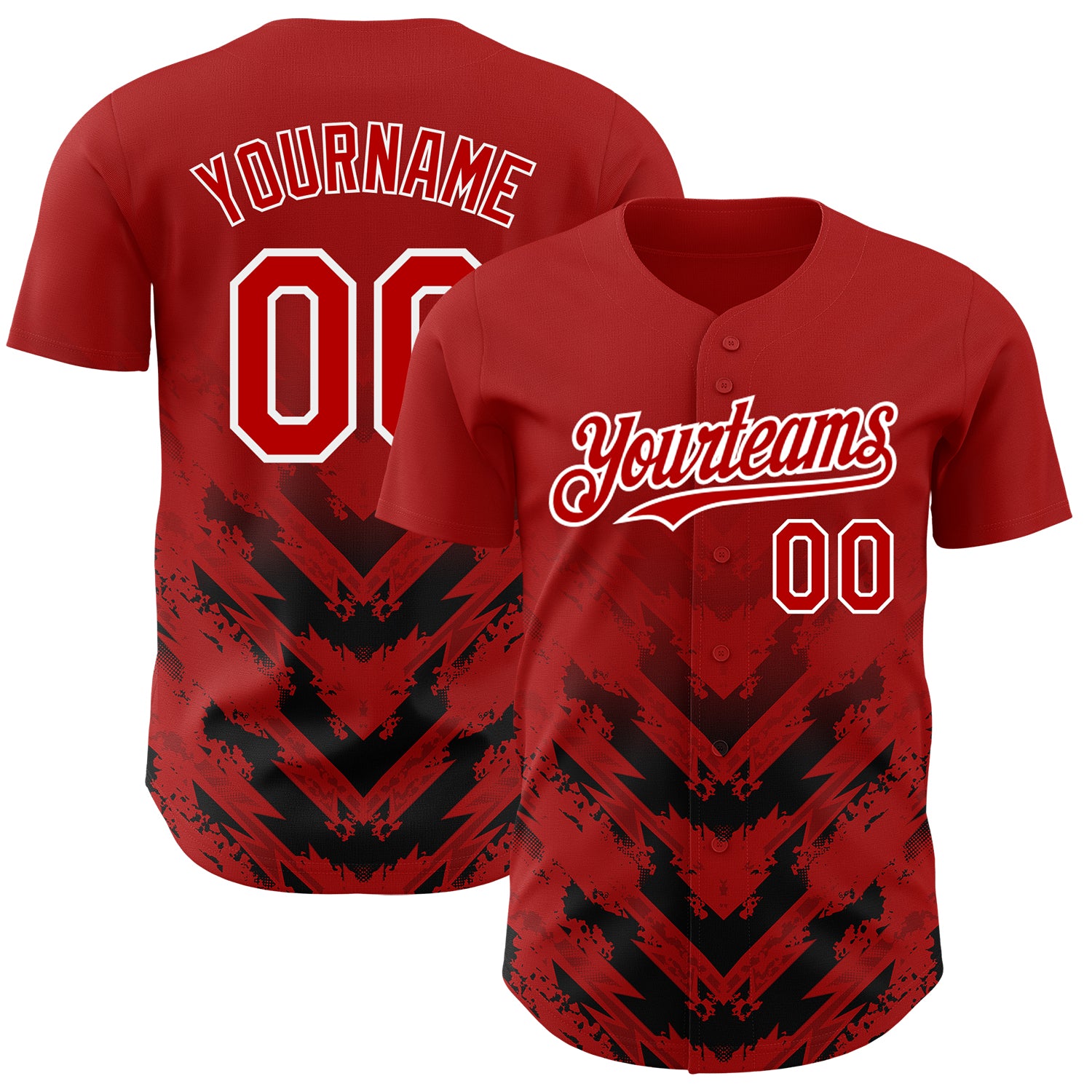 Personalized Red Black-White 3D Pattern Design Abstract Arrow Authentic Baseball Jersey Team Custom Name and Number