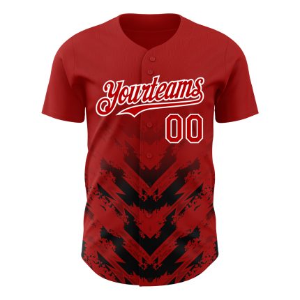Personalized Red Black-White 3D Pattern Design Abstract Arrow Authentic Baseball Jersey Team Custom Name and Number
