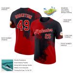 Personalized Red Black-White 3D Pattern Design Abstract Brush Stroke Performance T-Shirt Team Custom Name and Number