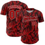 Personalized Red Black-White 3D Pattern Design Abstract Fluid Authentic Baseball Jersey Team Custom Name and Number