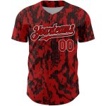 Personalized Red Black-White 3D Pattern Design Abstract Fluid Authentic Baseball Jersey Team Custom Name and Number