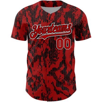 Personalized Red Black-White 3D Pattern Design Abstract Fluid Authentic Baseball Jersey Team Custom Name and Number
