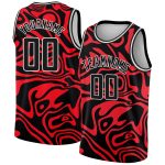 Personalized Red Black-White 3D Pattern Design Abstract Psychedelic Liquid Wave Authentic Basketball Jersey Team Custom Name and Number