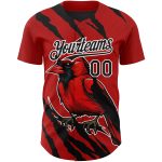 Personalized Red Black-White 3D Pattern Design Animal Cardinal Bird Authentic Baseball Jersey Team Custom Name and Number