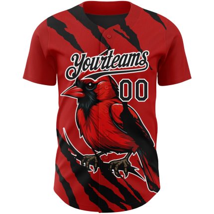 Personalized Red Black-White 3D Pattern Design Animal Cardinal Bird Authentic Baseball Jersey Team Custom Name and Number
