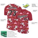Personalized Red Black-White 3D Pattern Design Animal Crane Performance T-Shirt Team Custom Name and Number