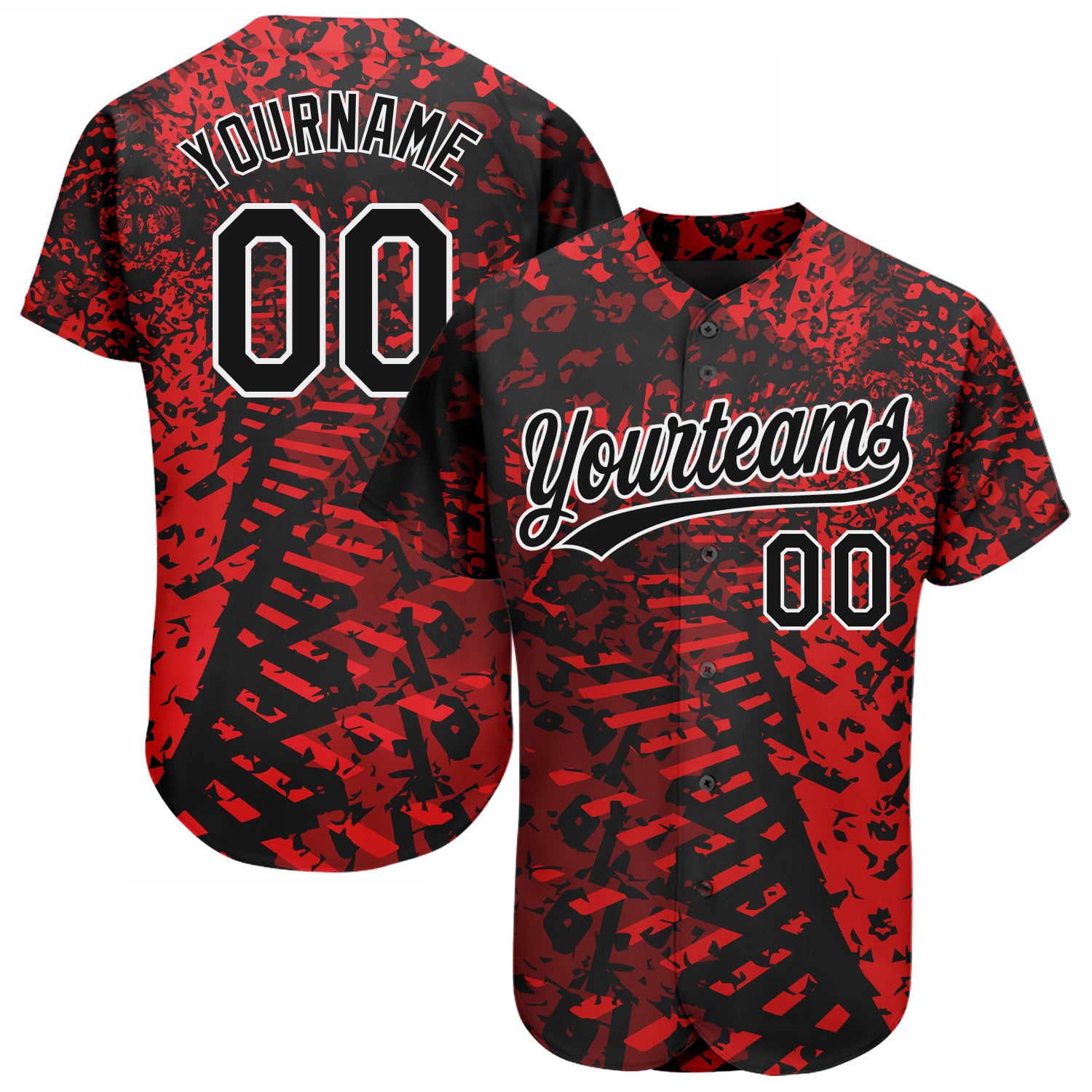 Personalized Red Black-White 3D Pattern Design Authentic Baseball Jersey Team Custom Name and Number