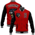 Personalized Red Black-White 3D Pattern Design Bomber Full-Snap Varsity Letterman Jacket