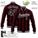 Personalized Red Black-White 3D Pattern Design Bomber Full-Snap Varsity Letterman Jacket Team Custom Name and Number