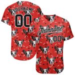Personalized Red Black-White 3D Pattern Design Dogs Authentic Baseball Jersey Team Custom Name and Number