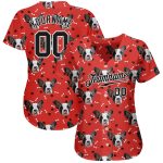 Personalized Red Black-White 3D Pattern Design Dogs Authentic Baseball Jersey Team Custom Name and Number
