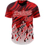 Personalized Red Black-White 3D Pattern Design Flame Authentic Baseball Jersey Team Custom Name and Number