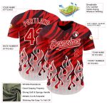 Personalized Red Black-White 3D Pattern Design Flame Authentic Baseball Jersey Team Custom Name and Number