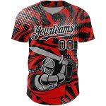 Personalized Red Black-White 3D Pattern Design Knight Hero Art Authentic Baseball Jersey
