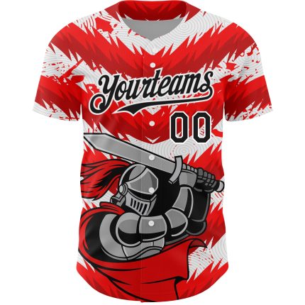 Personalized Red Black-White 3D Pattern Design Knight Hero Art Authentic Baseball Jersey Team Custom Name and Number