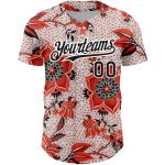 Personalized Red Black-White 3D Pattern Design Northeast China Big Flower Authentic Baseball Jersey Team Custom Name and Number