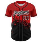 Personalized Red Black-White 3D Pattern Design Rave Splatter Authentic Baseball Jersey Team Custom Name and Number