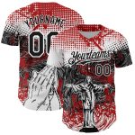 Personalized Red Black-White 3D Pattern Design Religion Jesus Christ Authentic Baseball Jersey Team Custom Name and Number