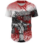 Personalized Red Black-White 3D Pattern Design Religion Jesus Christ Authentic Baseball Jersey Team Custom Name and Number