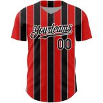 Personalized Red Black-White 3D Pattern Design Stripe Authentic Baseball Jersey Team Custom Name and Number