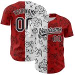 Personalized Red Black-White 3D Pattern Halloween Authentic Baseball Jersey Team Custom Name and Number