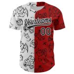 Personalized Red Black-White 3D Pattern Halloween Authentic Baseball Jersey Team Custom Name and Number