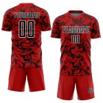 Personalized Red Black-White Abstract Fluid Sublimation Soccer Uniform Jersey