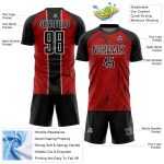 Personalized Red Black-White Abstract Fluid Sublimation Soccer Uniform Jersey Team Custom Name and Number