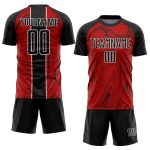 Personalized Red Black-White Abstract Fluid Sublimation Soccer Uniform Jersey Team Custom Name and Number