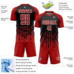 Personalized Red Black-White Abstract Fluid Wave Sublimation Soccer Uniform Jersey Team Custom Name and Number