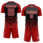 Personalized Red Black-White Abstract Fluid Wave Sublimation Soccer Uniform Jersey Team Custom Name and Number