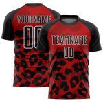 Personalized Red Black-White Animal Print Sublimation Soccer Uniform Jersey Team Custom Name and Number