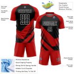 Personalized Red Black-White Arrow Shapes Sublimation Soccer Uniform Jersey Team Custom Name and Number