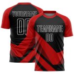 Personalized Red Black-White Arrow Shapes Sublimation Soccer Uniform Jersey Team Custom Name and Number