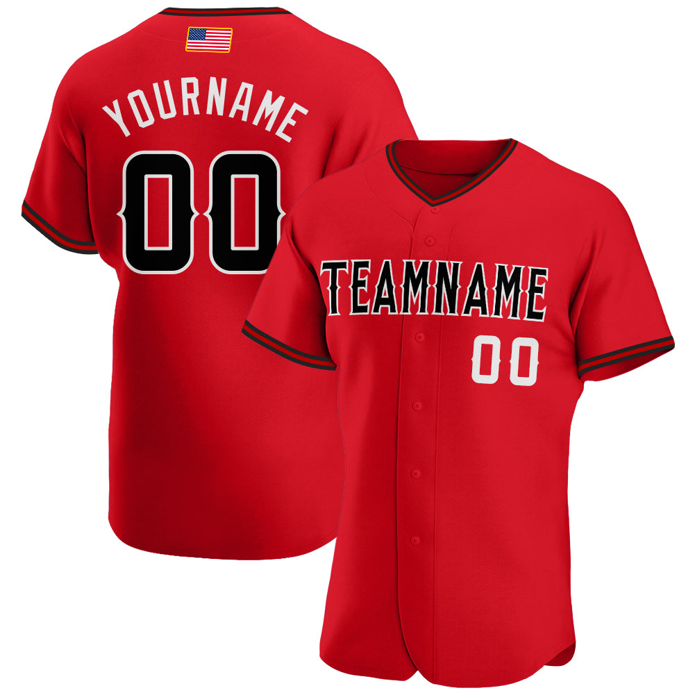 Personalized Red Black-White Authentic American Flag Fashion Baseball Jersey Team Custom Name and Number