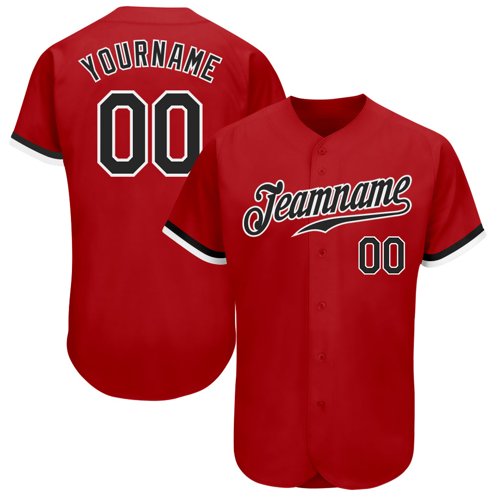 Personalized Red Black-White Authentic Baseball Jersey