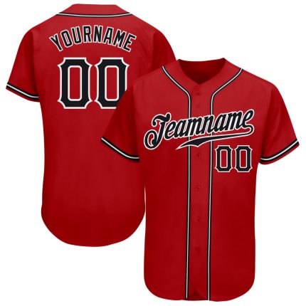 Personalized Red Black-White Authentic Baseball Jersey Team Custom Name and Number