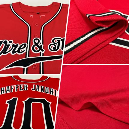 Personalized Red Black-White Authentic Baseball Jersey Team Custom Name and Number